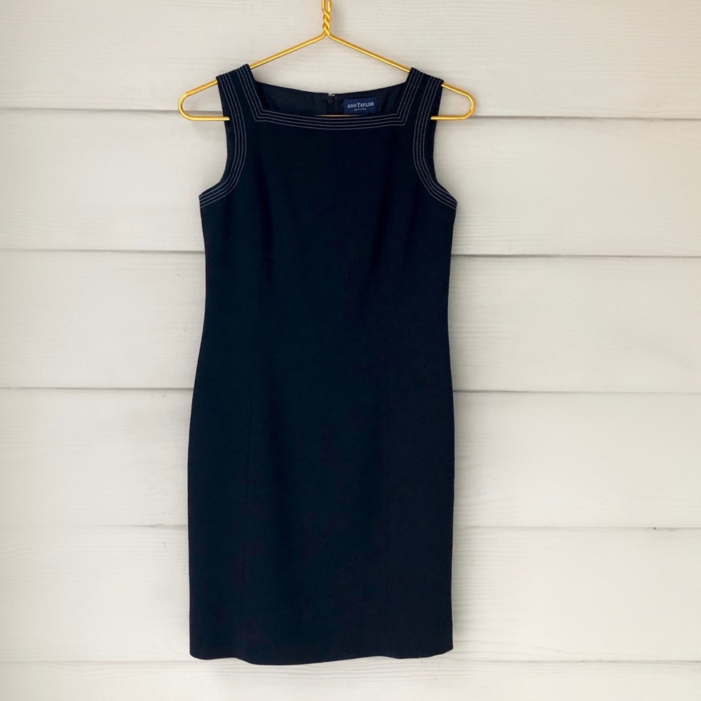 Ann Taylor Little Black Dress w/ White Stitching.